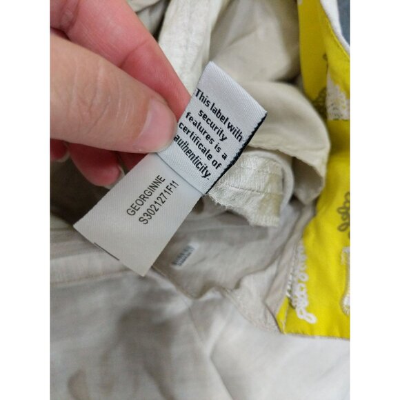 DIANE VON FURSTENBURG Womens Georginne Pants SZ 0 Linen Crop Cream No Lining - Picture 10 of 12